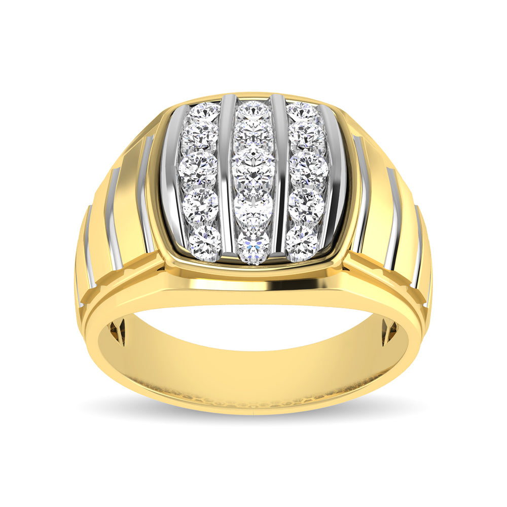 10K Yellow Gold 1 Ct.Tw. Diamond Vertical Stripe Men�s Fashion Ring