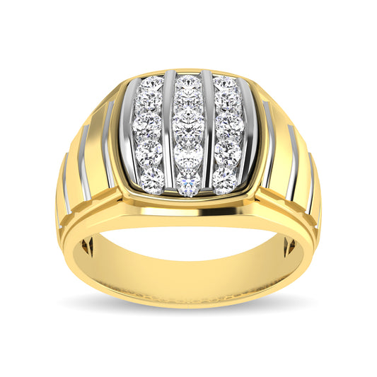 10K Yellow Gold 1 Ct.Tw. Diamond Vertical Stripe Men�s Fashion Ring