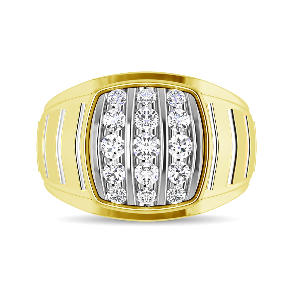 10K Yellow Gold 1 Ct.Tw. Diamond Vertical Stripe Men�s Fashion Ring