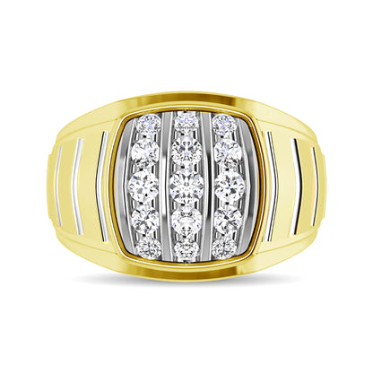 10K Yellow Gold 1 Ct.Tw. Diamond Vertical Stripe Men�s Fashion Ring