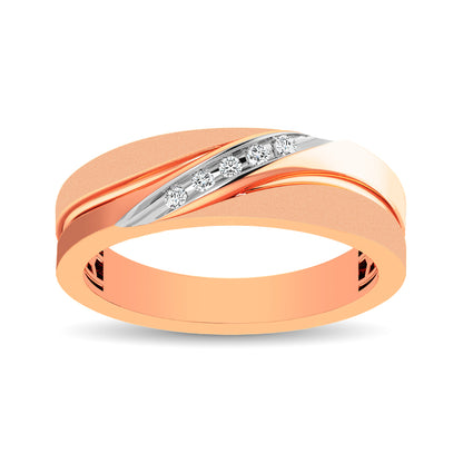 Men's 1/20 Ct.tw. Diamond Slant Ring in 10K Rose Gold