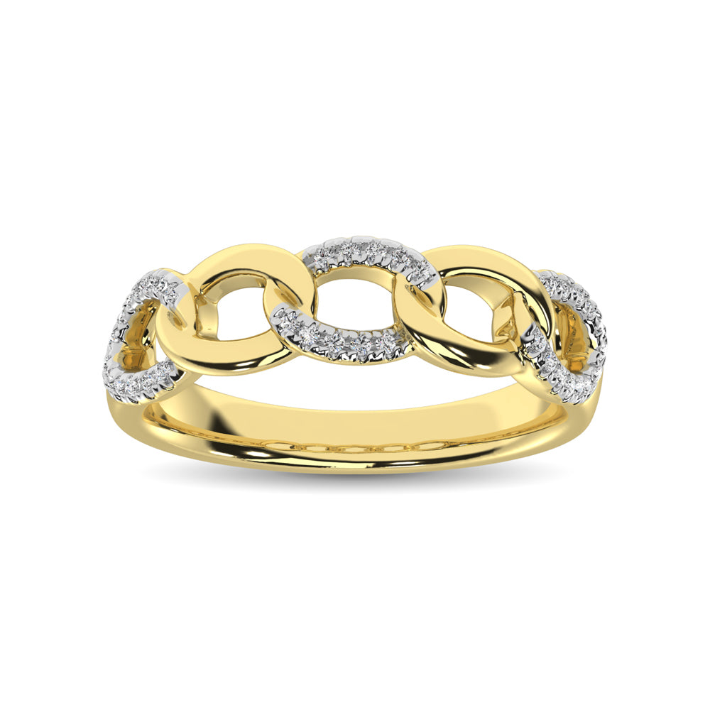 14K Yellow Gold 1/6 Ct.Tw. Diamond Interlinked Anniversary Band