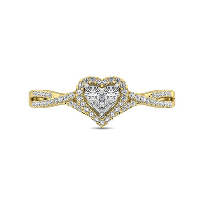 10K Yellow Gold 1/4 Ct.Tw. Diamond Heart Ring
