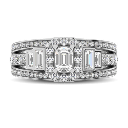 14K White Gold 1 1/2 Ct.tw Emerald Cut Diamond Engagement Ring