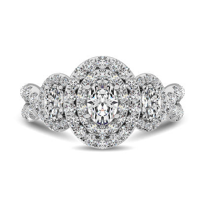 14K White Gold 1 3/4 Ct.tw Oval Cut Diamond Engagement Ring