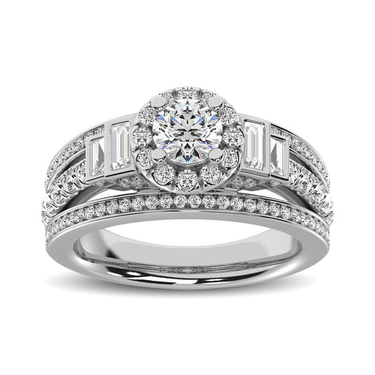 14K White Gold 1 1/2 Ct.tw Round Cut Diamond Engagement Ring