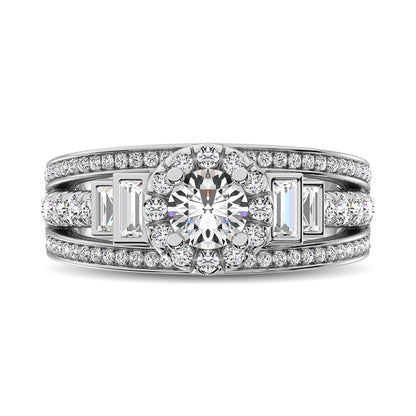 14K White Gold 1 1/2 Ct.tw Round Cut Diamond Engagement Ring