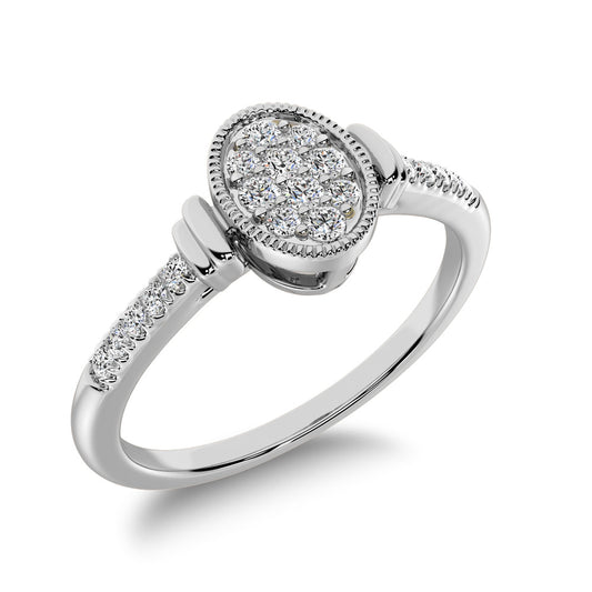 10K White Gold 1/8 Ct.tw Diamond Oval Shape Ring