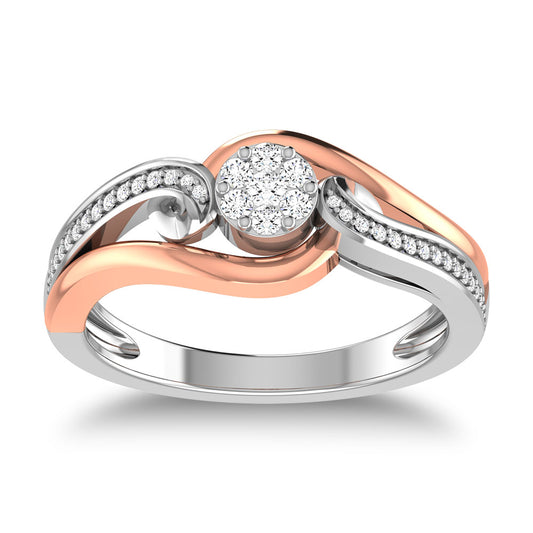 10K Two Tone 1/4 Ct.Tw. Diamond Twisted Ring