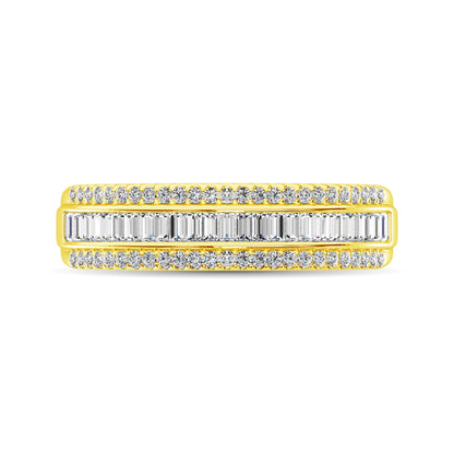 14K Yellow Gold Round and Baguette Diamond 2/5 Ct.Tw. Anniversary Band