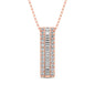 14K Rose Gold Round and Baguette Diamond 1/3 Ct.Tw. Drop Bar Pendant