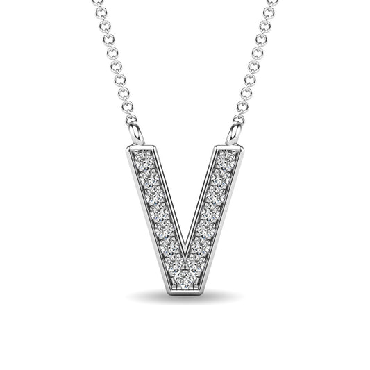 Diamond 1/20 Ct.Tw. Letter V Pendant in 10K White Gold