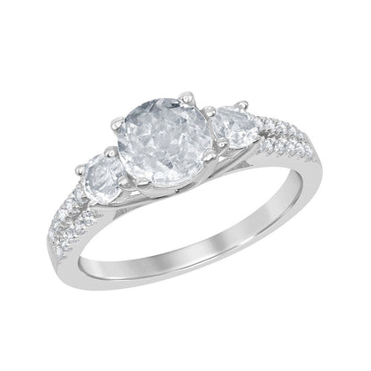Sterling Silver Halo Designed Triple 2.4 cttw White Topaz Wedding and Engagment Bridal Ring