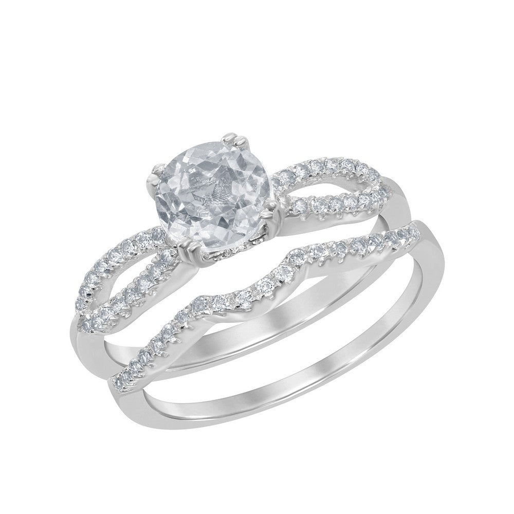 Sterling Silver 1.8 cttw White Topaz Wedding and Engagment Bridal Ring