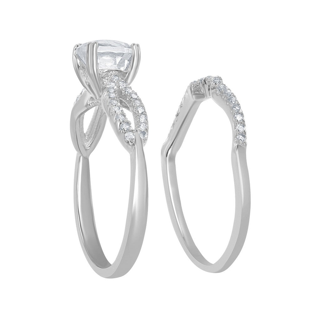 Sterling Silver 1.8 cttw White Topaz Wedding and Engagment Bridal Ring