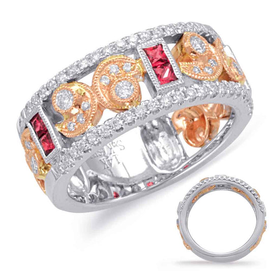 Rose & White Gold Ruby & Diamond Ring