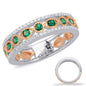 Rose & White Gold Emerald & Diamond Ring