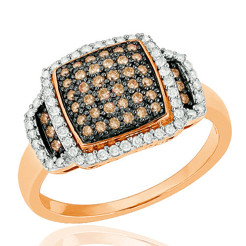 14KR 0.50CTW CHAMPAGNE DIAMOND ROSE GOLD RING