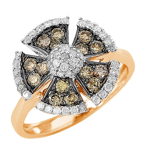 14KR 1.00CTW CHAMPAGNE DIAMOND ROSE GOLD RING
