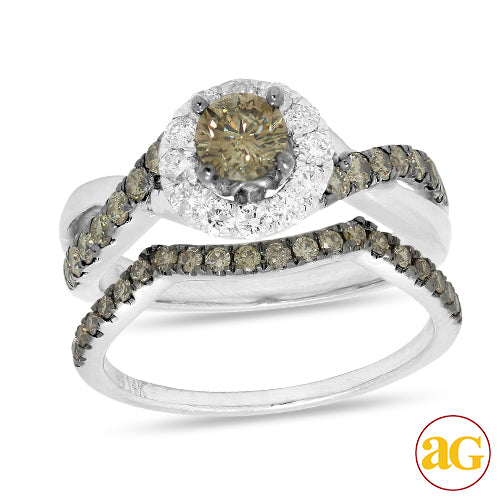 14KW 1.25CTW CHAMPAGNE DIAMOND BRIDAL SET