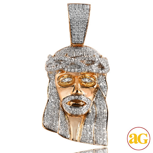 10KR 2.25CTW DIAMOND JESUS HEAD PENDANT