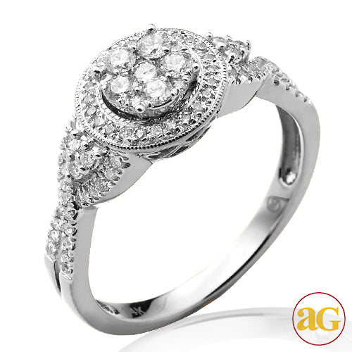 14KW 0.50CTW DIAMOND ROUND CLUSTER HEAD BRIDAL RIN