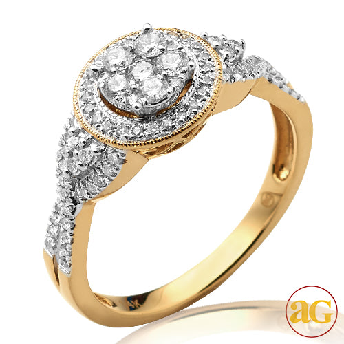14KY 0.50CTW DIAMOND ROUND CLUSTER HEAD BRIDAL RIN