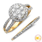 14KY 1.00CTW DIAMOND ROUND CLUSTER BRIDAL SET WITH