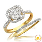 14KY 1.05CTW DIAMOND ROUND CLUSTER BRIDAL SET WITH