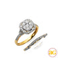 14KY 1.00CTW DIAMOND ROUND CLUSTER BRIDAL SET WITH