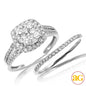 14KW 1.00CTW DIAMOND ROUND CLUSTER BRIDAL SET WITH