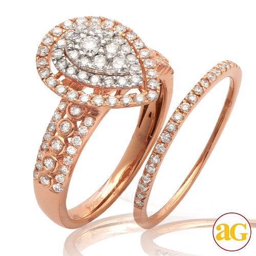 14KR 1.05CTW DIAMOND PEAR CLUSTER BRIDAL SET