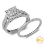14KW 1.10CTW DIAMOND ROUND CLUSTER BRIDAL SET - SQ