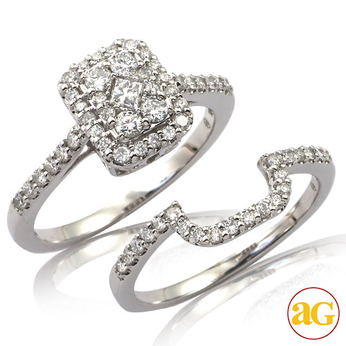14KW 0.75CTW DIAMOND RECTANGLE CLUSTER BRIDAL