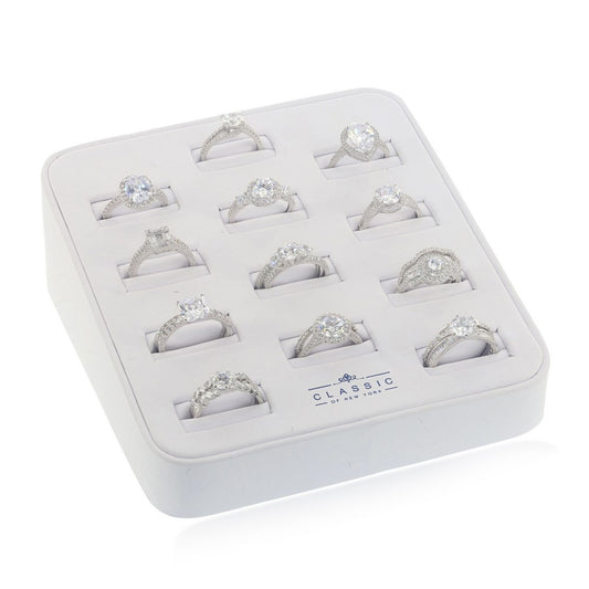 Sterling Silver, CZ Engagement Rings, 12 Pcs on Display - Size 7
