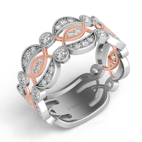 Rose & White Gold Diamond Fashion Ring