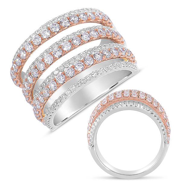 White & Rose Gold Pave Diamond Ring