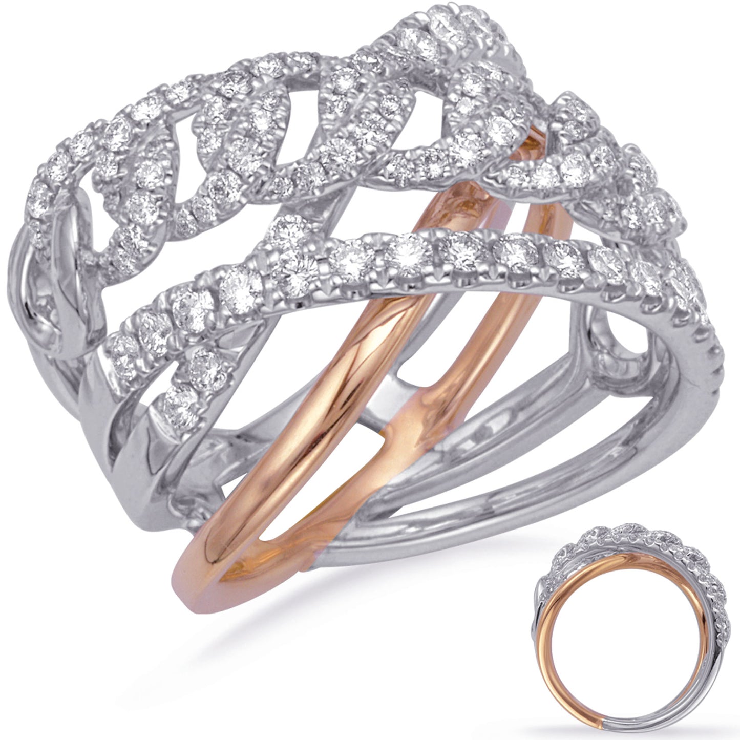 Rose & White Gold Diamond Fashion Ring