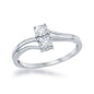 Sterling Silver Two-Stone Diamond Overlapping Ring -  0.08 cttw