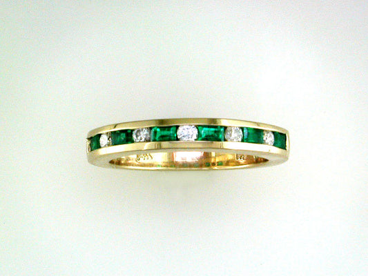 EFFY 14K YELLOW GOLD DIAMOND,NATURAL EMERALD RING