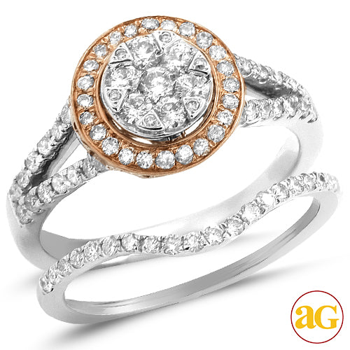 14KW+R 1.00CTW DIAMOND TWO TONE V-PRONG BRIDAL SET