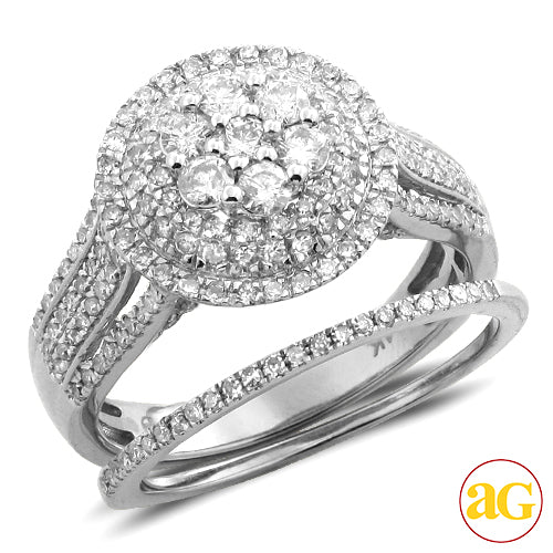 14KW 1.10CTW DIAMOND FLOWER RING BRIDAL SET