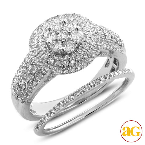 14KW 1.10CTW DIAMOND FLOWER RING BRIDAL SET