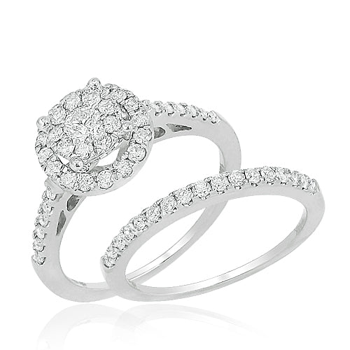 14KW 1.25CTW DIAMOND FLEUR BRIDAL SET