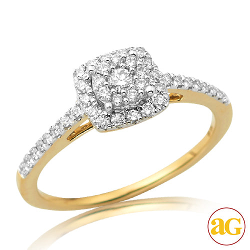 14KY 0.35CTW FLUER DIAMOND BRIDAL RING WITH HALO