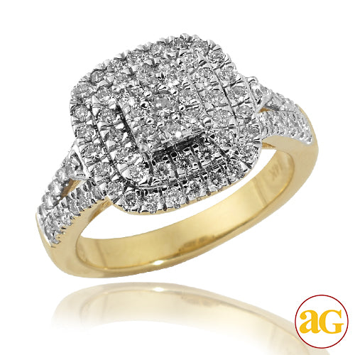 14KY 1.00CTW SQUARE HEAD FLUER DIAMOND BRIDAL RING