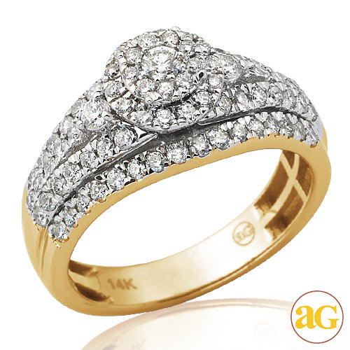 14KY 1.00CTW FLEUR DIAMOND BRIDAL RING WITH HALO