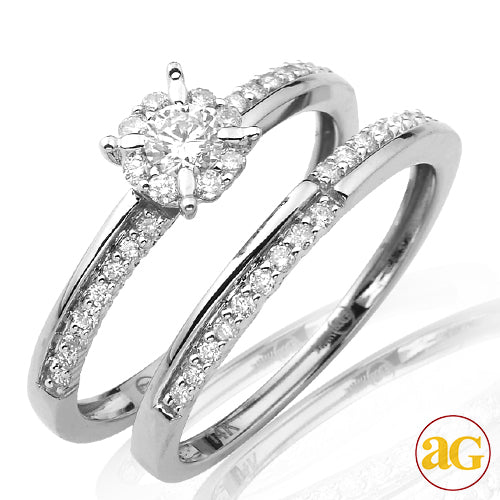 14KW 0.50CTW FLEUR HEAD DIAMOND BRIDAL SET [0.15CT