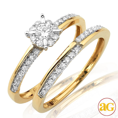 14KY 0.50CTW FLEUR HEAD DIAMOND BRIDAL SET [0.15CT