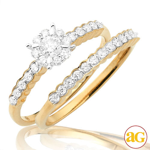 14KY 0.55CTW DIAMOND 4-PRONG BRIDAL SET WITH ROUND